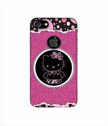 Amazon Brand - Solimo Designer Kitty with Glitter 3D Printed Hard Back Case Mobile Cover for Apple iPhone 7 (with Logo Cut)