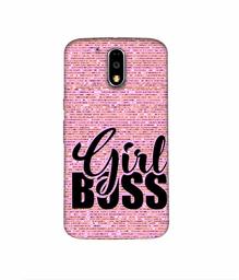 Amazon Brand - Solimo Designer Girl Boss On Pink Sparkle 3D Printed Hard Back Case Mobile Cover for Motorola Moto G4 Plus