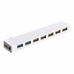 AmazonBasics Slim High-Speed 7 Port USB 3.0 Hub with AC Adapter for use with Macbook, Mac Pro, iMac, Surface Pro and more - White (Renewed)