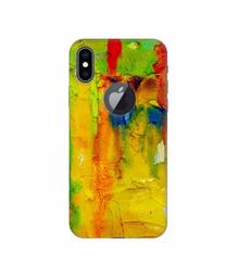 Amazon Brand - Solimo Designer Yellow and Green Paint 3D Printed Hard Back Case Mobile Cover for Apple iPhone Xs Max (Logo Cut)