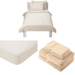 Pinzon Bedding and Towel Set, Single - Light Brown