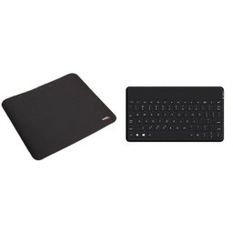 AmazonBasics Mouse Pad (Black) & Logitech Keys Set to Go Bluetooth Keyboard for Android & Windows (QWERTZ, German keyboard layout – Black