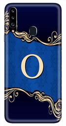 Amazon Brand - Solimo Designer Blue Pattern Alphabet-O 3D Printed Hard Back Case Mobile Cover for Samsung Galaxy A20s