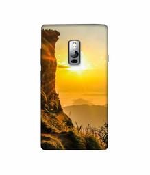 Amazon Brand - Solimo Designer Mountan Side Sun View 3D Printed Hard Back Case Mobile Cover for OnePlus 2