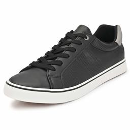 Klepe Men's Black Vulcansied PU Sneakers-9 UK (43 EU) (10 US) (0712L/BLK)