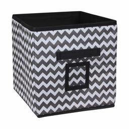 Amazon Brand - Solimo Printed Fabric Storage Box, Medium, Set of 3, Black