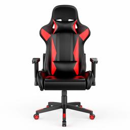 AmazonBasics Gaming/Racing Style Office Chair with Removable Headrest and High Back Cushion - Red