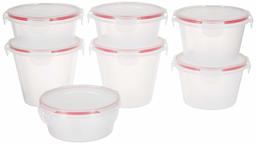 Amazon Brand - Solimo Plastic Kitchen Storage Container Set, 7-Pieces, Transparent