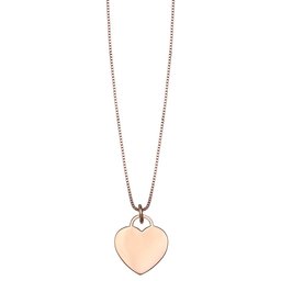 Women's Engravable 14K Rose Gold Plated 925 Sterling Silver Polished I.D. 13x16.5 Polished Heart Charm on 18