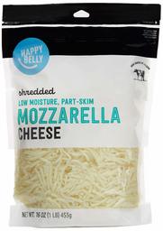 Amazon Brand - Happy Belly Shredded Low-Moisture, Park-Skim Mozzarella Cheese, 16 ounce