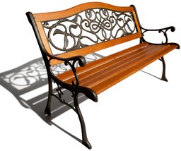 Strathwood Scrolled Cast Iron Garden Bench with Hardwood Slats