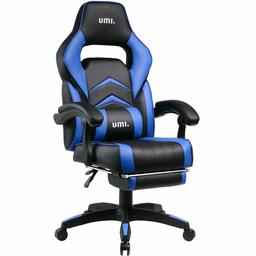 UMI Gaming Chair Office Chair with Footrests Gamer Swivel Chair Height-Adjustable Gaming Chair PC Chair Ergonomic Executive Chair with Armrests