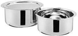 Amazon Brand - Solimo Stainless Steel 2-Piece Tope Set with One Steel Lid