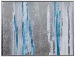 Amazon Brand – Stone & Beam Modern Blue and Silver Abstract Print Wall Art, Silver Frame 21.75