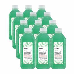 Amazon Brand – Solimo 50% alcohol isopropílico antiséptico de primeros auxilios con invierno, color verde, 70%, 70%, 16 onzas (paquete de 12), 1