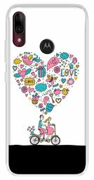 Amazon Brand - Solimo Designer Multicolor Happy Love Design Printed Soft Back Case Mobile Cover for Motorola Moto E6s / Motorola Moto E6 Plus