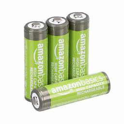 AmazonBasics wstępnie naładowane akumulatory Ni-MH, 500 cykli (typowo 2500 mAh, minimalnie 2400 mAh), (zewnętrzna obudowa może różnić się od przedstawionej na ilustracji) AA, 4 Stück czarny