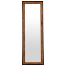 Amazon Brand – Stone & Beam Wood and Iron Hanging Wall Mirror, 42.25