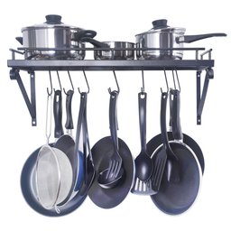 Umi. Kitchen Wall Pot Pan Rack,With 10 Hooks,Black