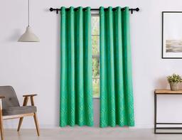 Amazon Brand - Solimo Harmony Door Curtain, 7 feet - Set of 2 (Island Green)