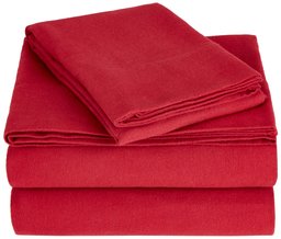 AmazonBasics Solid Lightweight Flannel Sheet Set - Twin