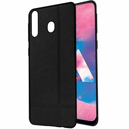 Amazon Brand - Solimo Leather Mobile Back Cover for Samsung Galaxy M30 (Black)