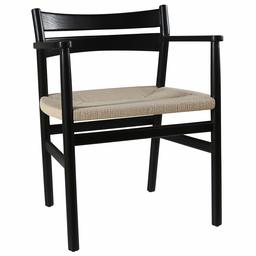 Amazon Brand – Stone & Beam Wood and Rattan Dining Chair with Arms, 24.8