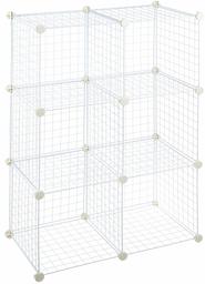 AmazonBasics 6 Cube Grid Wire Storage Shelves, White (Renewed)