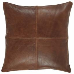 Amazon Brand – Stone & Beam Classic Leather Throw Pillow - 18 x 18 Inch, Brown