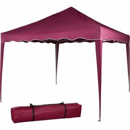 Umi. Essentials vikbar pavillon 3 x 3 m Pavillon faltat 100% vattentätt trädgårdstält partytält med bärväska (röd)