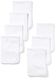 Moon and Back Baby Set of 7 Organic Burp Cloths, White Cloud, One Size