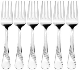 Amazon Brand - Solimo 6 Piece Stainless Steel Fork Set, Waves