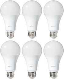 AmazonBasics 100 Watt Equivalent, Daylight, Dimmable, A21 LED Light Bulb, 6-Pack