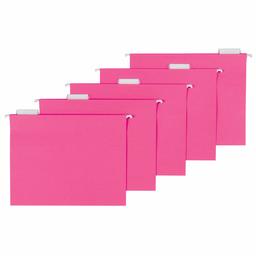 AmazonBasics Recycled Hanging Folders, Letter Size, Pink, 1/5 Cut, 25-Pack