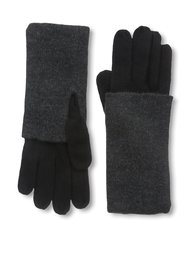 NORTH ELEVEN Women's Cashmere Contrast Cuff Gloves, Black/Charcoal