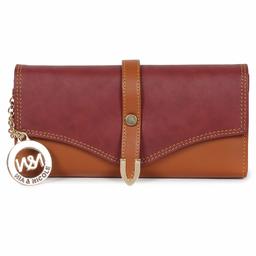 Nia & Nicole Women's Wallet (Maroon, Tan)