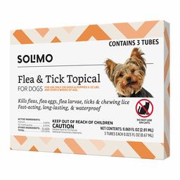 Amazon Brand - Solimo Flea and Tick Topical Treatment for Dogs, For Small Dogs (5-22 pounds), 3 Doses