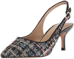 Amazon Brand - The Fix Women's Felicia Slingback Kitten Heel Pump, black/multi tweed, 6 B US