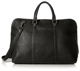 David King Men's Leather Duffel, Black