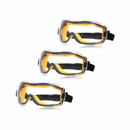 AmazonBasics Safety Goggle - 1QP158A3 Anti-Fog, Clear Lens and Elastic Headband, 3-Count