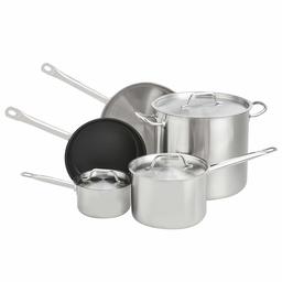 AmazonCommercial 3 Piece Stainless Steel Frying Pan Set with Aluminium Coating 20cm, 24cm and 30cm Frying Pan