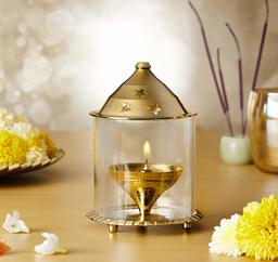 Amazon Brand - Solimo Brass Diya, Medium