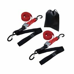 AmazonBasics Tiedown Set with Integrated Soft Loops, 3,328lb Break Strength, Red & Black, 2-Pack