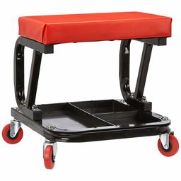 AmazonBasics Rolling Creeper, Garage/Shop Seat with 300 lb Capacity - Red (Renewed)