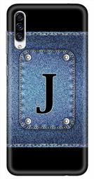 Amazon Brand - Solimo Designer Button Jeans Alphabet-J 3D Printed Hard Back Case Mobile Cover for Samsung Galaxy A30s