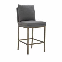 Amazon Brand – Rivet Lundberg Contemporary Upholstered Barstool with Brass Legs, 44.5