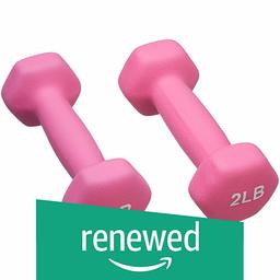 (Renewed) AmazonBasics Neoprene Dumbbells, Set of 2, (0.9 KGS Each) - Hot Pink