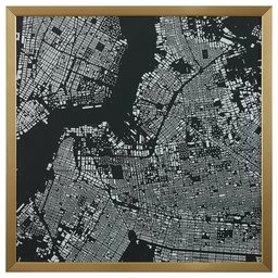 Amazon Brand – Rivet Modern Black and White Map of New York City, Gold Frame, 30