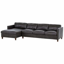 Amazon Brand – Stone & Beam Andover Leather Left-Facing Sofa-Chaise Sectional, 126