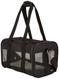 AmazonBasics Small Soft-Sided Mesh Pet Airline Travel Carrier Bag - 14 x 9 x 9 Inches, Black